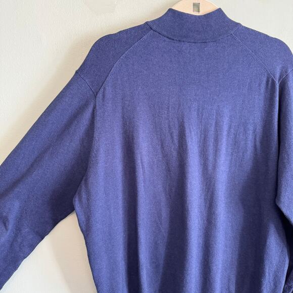 Peter Millar Sweater Mens M Blue Pima Cashmere Silk Blend Golf 1/4 Zip Pullover - Picture 4 of 8